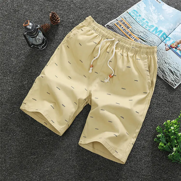 M-4XL Men Casual Loose Graphic Print Drawstring Waist Shorts