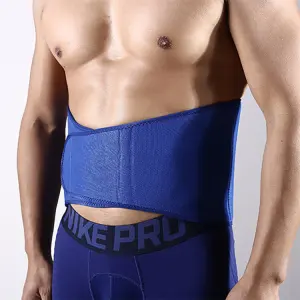 Men Breathable Velcro Sports Fitness Belt with SBR Nylon Blue