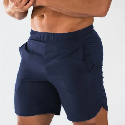M-3XL Men's Solid Color Sport Shorts - Slim Fit, Mid Waist, Polyester
