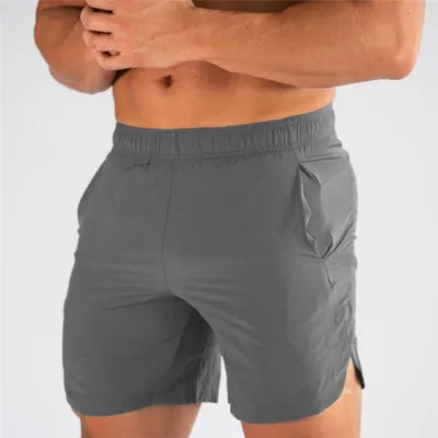 M-3XL Men's Solid Color Sport Shorts - Slim Fit, Mid Waist, Polyester