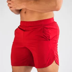 M-3XL Men's Solid Color Sport Shorts - Slim Fit, Mid Waist, Polyester