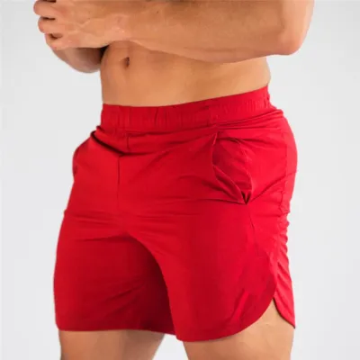 M-3XL Men's Solid Color Sport Shorts - Slim Fit, Mid Waist, Polyester