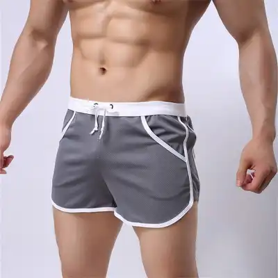 Wholesale Men Swimming Trunks Front Zipper Pocket Quick Dry Beach Plus Size Swimwear Shorts