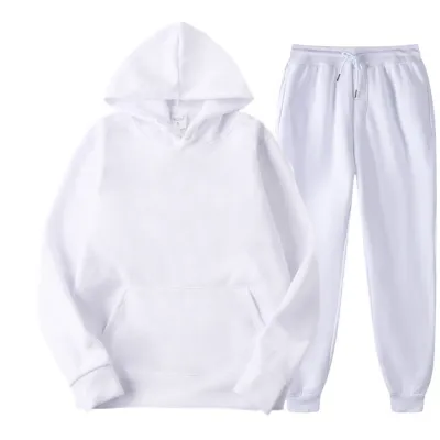 Men's Leisure Solid Color Hoodie and Pants Two-Piece Set S-3XL