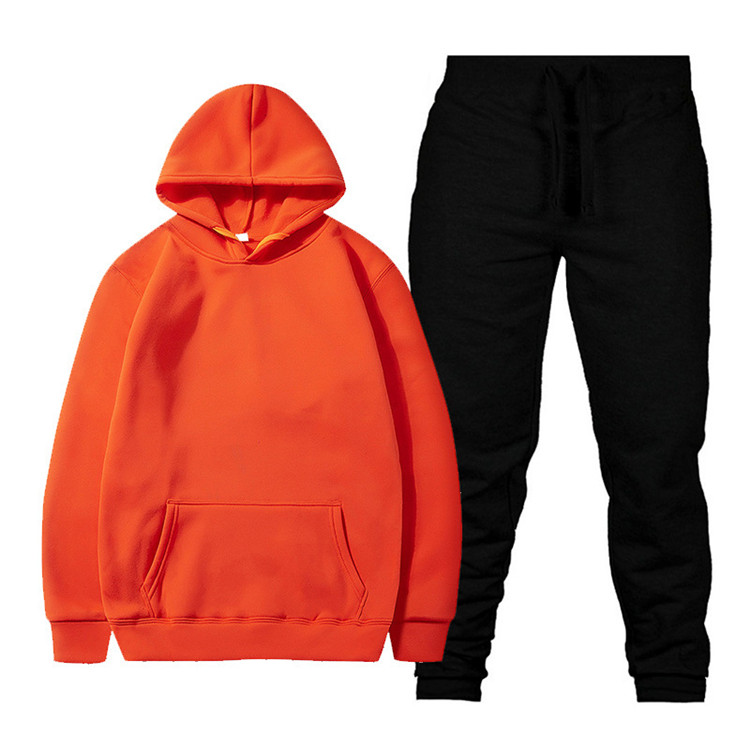 Wholesale S-3XL Men Leisure Solid Color Hoodie And Pants Two