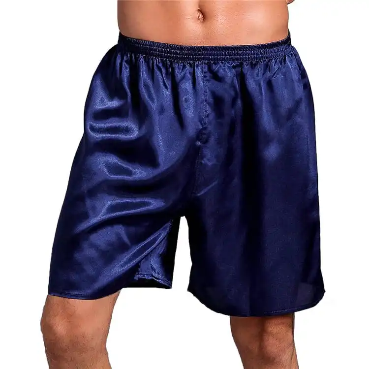 L-2XL Men Solid Color Loose Lounge Shorts Pajamas