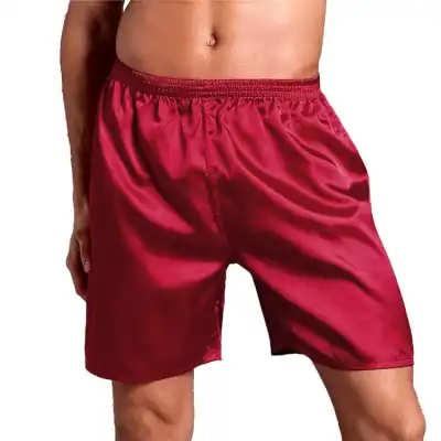 L-2XL Men Solid Color Loose Lounge Shorts Pajamas