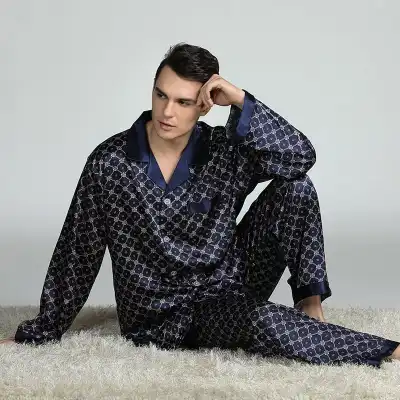 L-3XL Men Graphic Printed Long Sleeve Pajamas