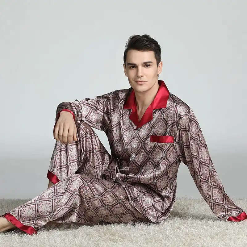 L-3XL Men Graphic Printed Long Sleeve Pajamas