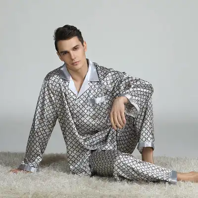 L-3XL Men Graphic Printed Long Sleeve Pajamas