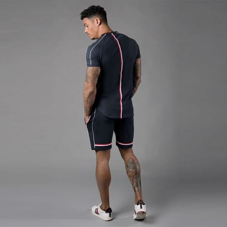 Wholesale M-3XL Men Casual Color Blocking T-shirt And Shorts
