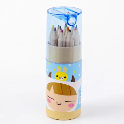 12pcs Colored 2B Pencil Set With Sharpener Cap Cartoon Eco-friendly Wooden Drawing Pencils
