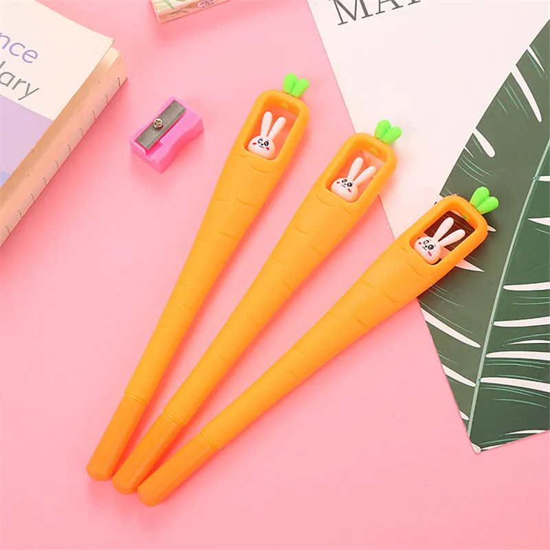 Creative Carrot Shape Gel Pen 0.5mm Fine Point Office Stationery Writing