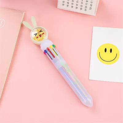 Creative Ten Color Press Ballpoint Pen Plastic Cartoon Office Stationery