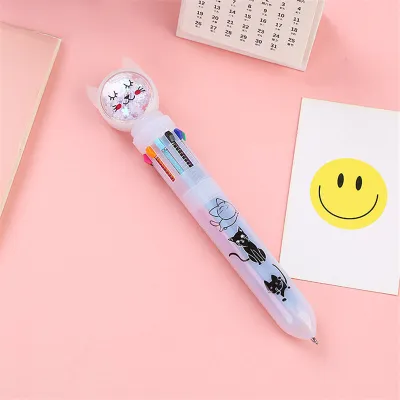 Creative Ten Color Press Ballpoint Pen Plastic Cartoon Office Stationery