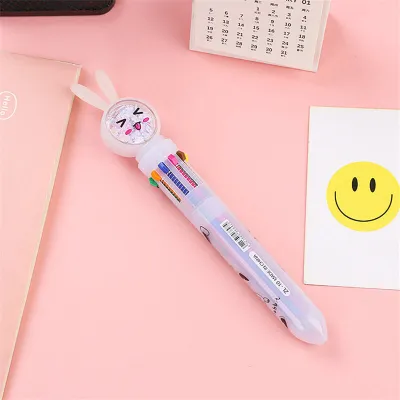 Creative Ten Color Press Ballpoint Pen Plastic Cartoon Office Stationery