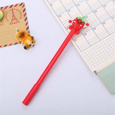 Office Stationery Fruit Decorate Gel Pen 0.5mm Plastic