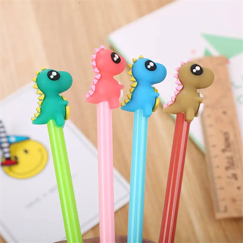 Office Stationery Dinosaur Silicone Head Decorate Gel Pen 0.5mm