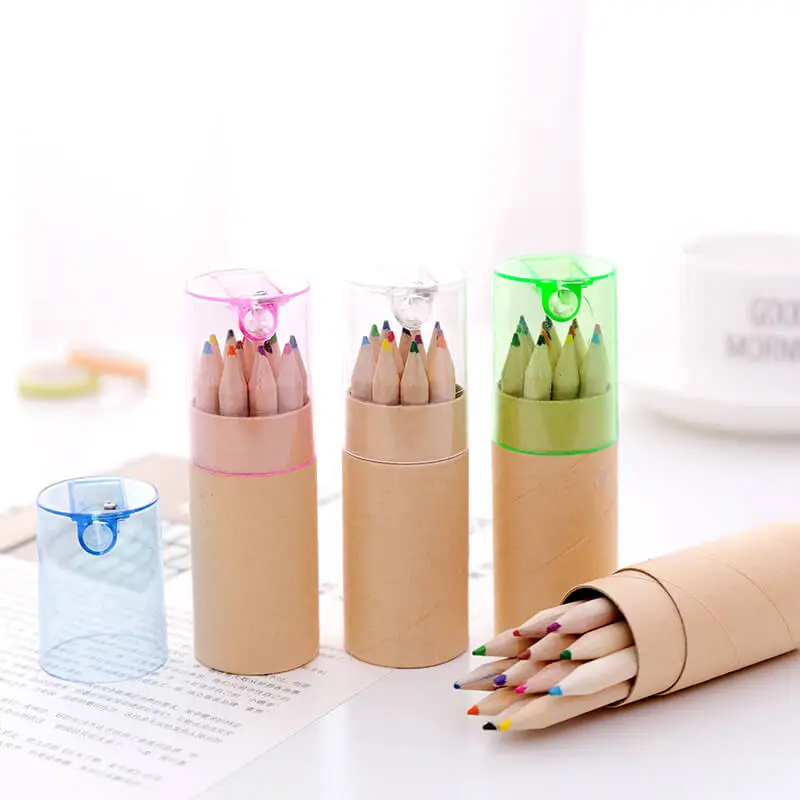 Creativity Canister Packaging 12 Colors Wooden Drawing Pencils