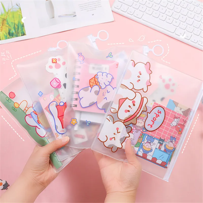 Students Stationery PVC Ring Zipper Pen Bag Pencil Case 21x16.8cm for Festival Gifts