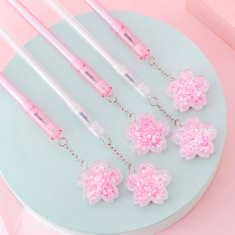 Quicksand Sequins Cherry Pendant Gel Pen Office Stationery Plastic 0.38mm