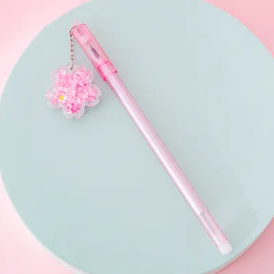 Quicksand Sequins Cherry Pendant Gel Pen Office Stationery Plastic 0.38mm