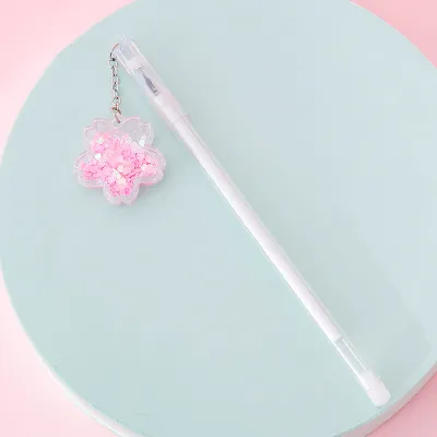 Quicksand Sequins Cherry Pendant Gel Pen Office Stationery Plastic 0.38mm
