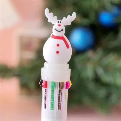 Cartoon Christmas 10 Colors Ballpoint Pen Oily Ink Plastic Office Stationery