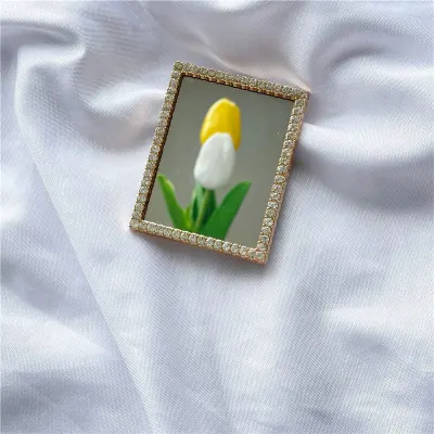 Fashion Mirror Rhinestone Pearl Decoration Phone Holder