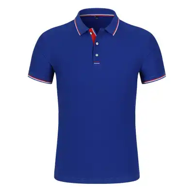 95% Cotton Men Solid Color Short Sleeves Lapel Polo Shirt Custom