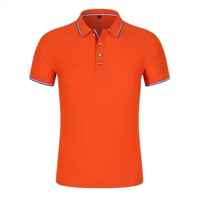 95% Cotton Men Solid Color Short Sleeves Lapel Polo Shirt Custom