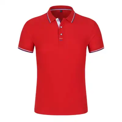 95% Cotton Men Solid Color Short Sleeves Lapel Polo Shirt Custom