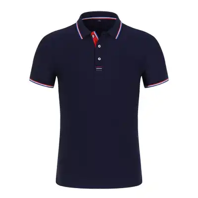 95% Cotton Men Solid Color Short Sleeves Lapel Polo Shirt Custom