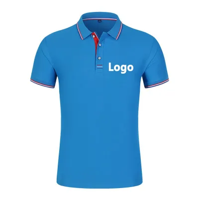 95% Cotton Men Solid Color Short Sleeves Lapel Polo Shirt Custom