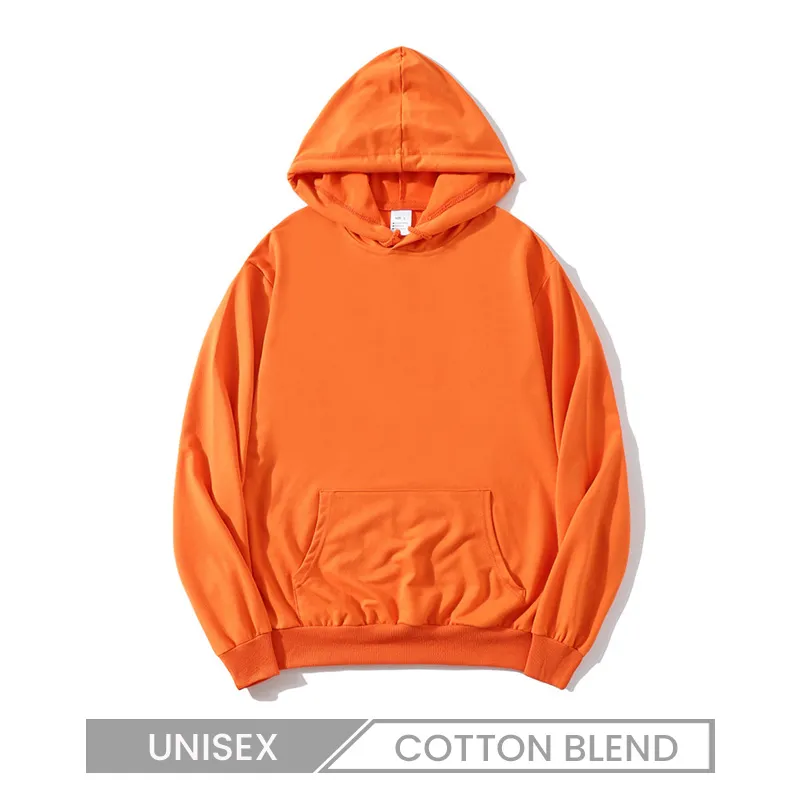 Unisex Solid Color Long Sleeve Pullover Hoodie Custom