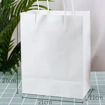 Custom Printed Kraft Paper Vertical Tote Shopping Bag for Clothing Storage (50 Pcs)