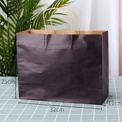 Size 32x11x25cm Custom Printed Kraft Paper Horizontal Tote Bag (50 Pcs)