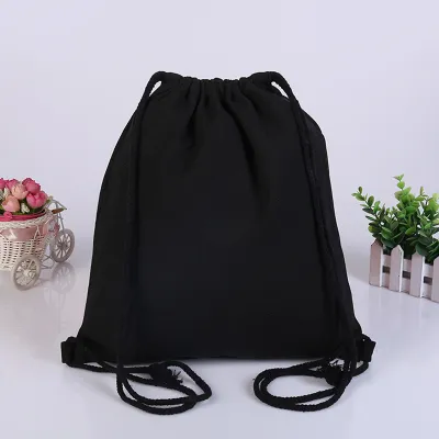 Solid Color Canvas Drawstring Pocket