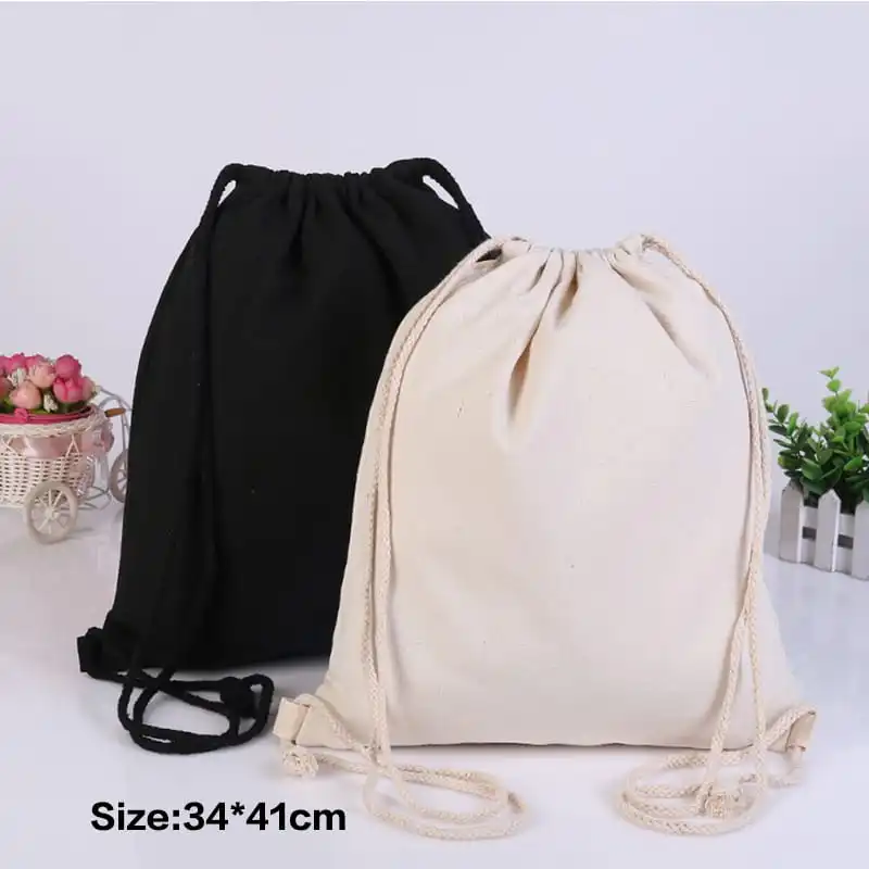 Solid Color Canvas Drawstring Pocket