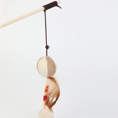 Natural Hemp Rope Funny Cat Stick Toy for Interactive Play