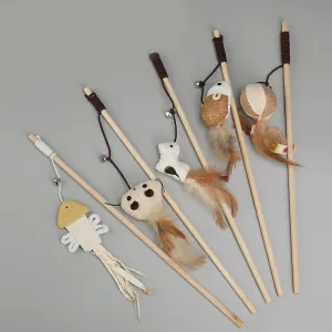 Natural Hemp Rope Funny Cat Stick Toy for Interactive Play