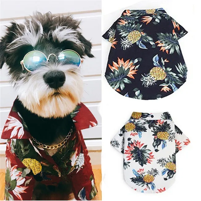 Hawaii Pineapple Print Pet Shirt Summer Casual Dog Cat Clothes