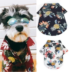 Hawaii Pineapple Print Pet Shirt Summer Casual Dog Cat Clothes