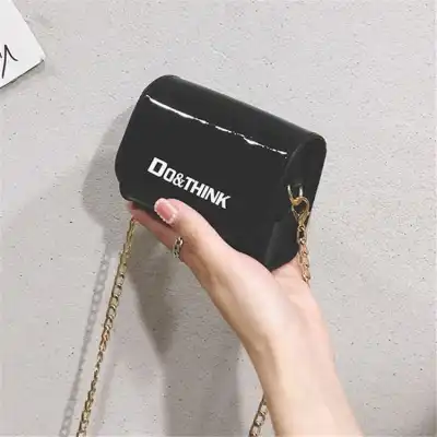 Women Fashion Letter Printed Chain Flap Crossbody Bag PU Mini