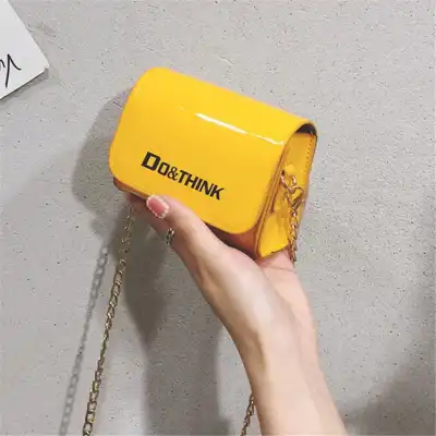 Women Fashion Letter Printed Chain Flap Crossbody Bag PU Mini