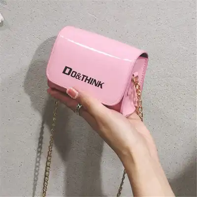 Women Fashion Letter Printed Chain Flap Crossbody Bag PU Mini
