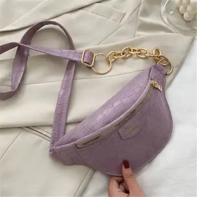 Women Crocodile Pattern Letter Printed Zipper PU Crossbody Bag