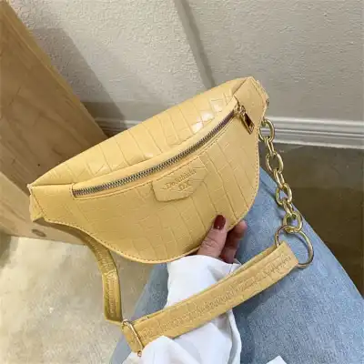 Women Crocodile Pattern Letter Printed Zipper PU Crossbody Bag