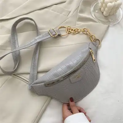 Women Crocodile Pattern Letter Printed Zipper PU Crossbody Bag