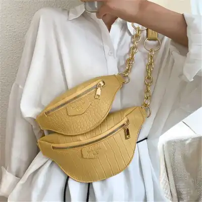 Women Crocodile Pattern Letter Printed Zipper PU Crossbody Bag